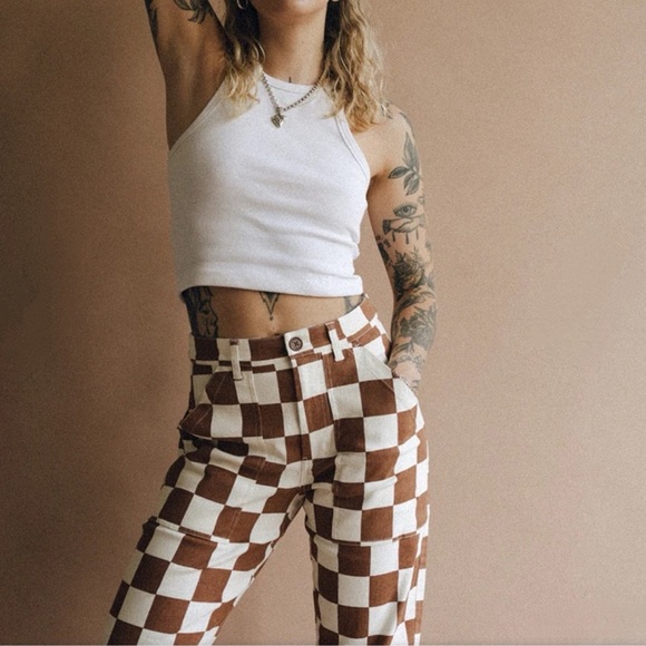 P&CoNWT 304 Service Fatigue Checkerboard High Waisted Straight Leg Pants 2 Reg